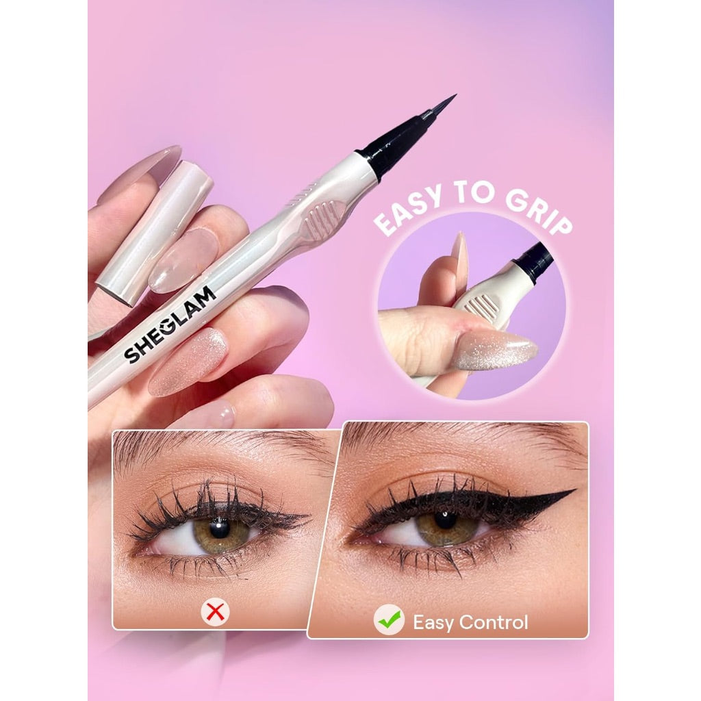 SHEGLAM Glide Control Liquid Eyeliner Smooth Long-Lasting Waterproof Easy to Grip-Matte Black