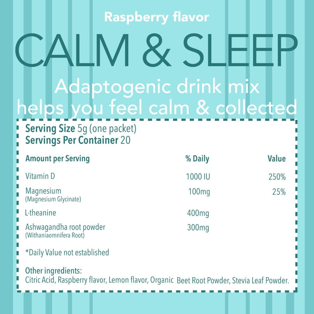 VivoNu Calm & Sleep Powdered Drink Mix for Relaxation & Focus - Raspberry, 20ct