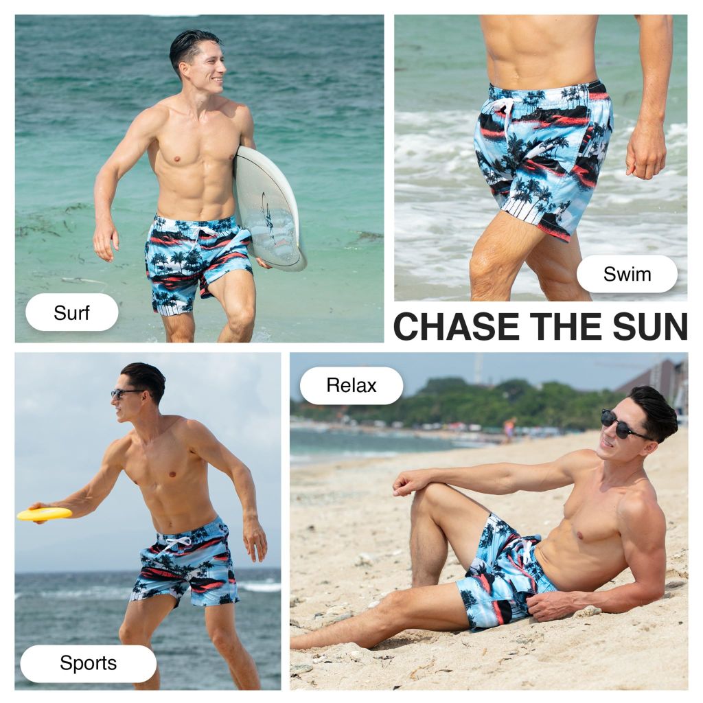 SZ L, Kanu Surf Men's Havana Swim Trunks (Regular & Extended Sizes), Islands Blue/Coral