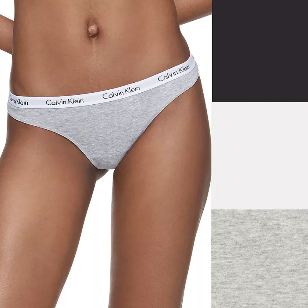 Calvin Klein Women's Carousel Thong Panties - Black/Gray/White, Size Large (3 Pair)