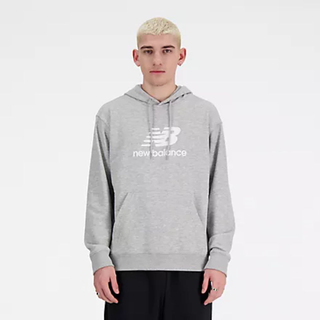 New Balance Women's Sport Essentials French Terry Logo Hoodie, Ash Heather, Large