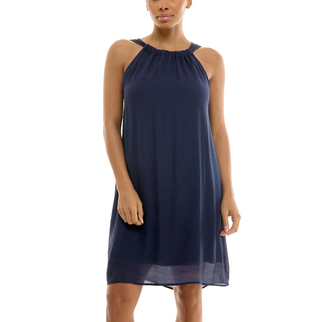 Zac & Rachel Women's Sleeveless Halter Slub Dress, Navy Blazer, S
