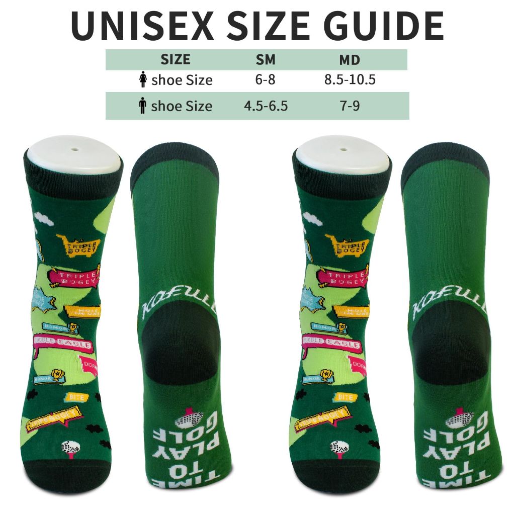 KOFULL Golf Gifts for Men, Fun Golf Socks for Men 2 Pairs, Size 7–9