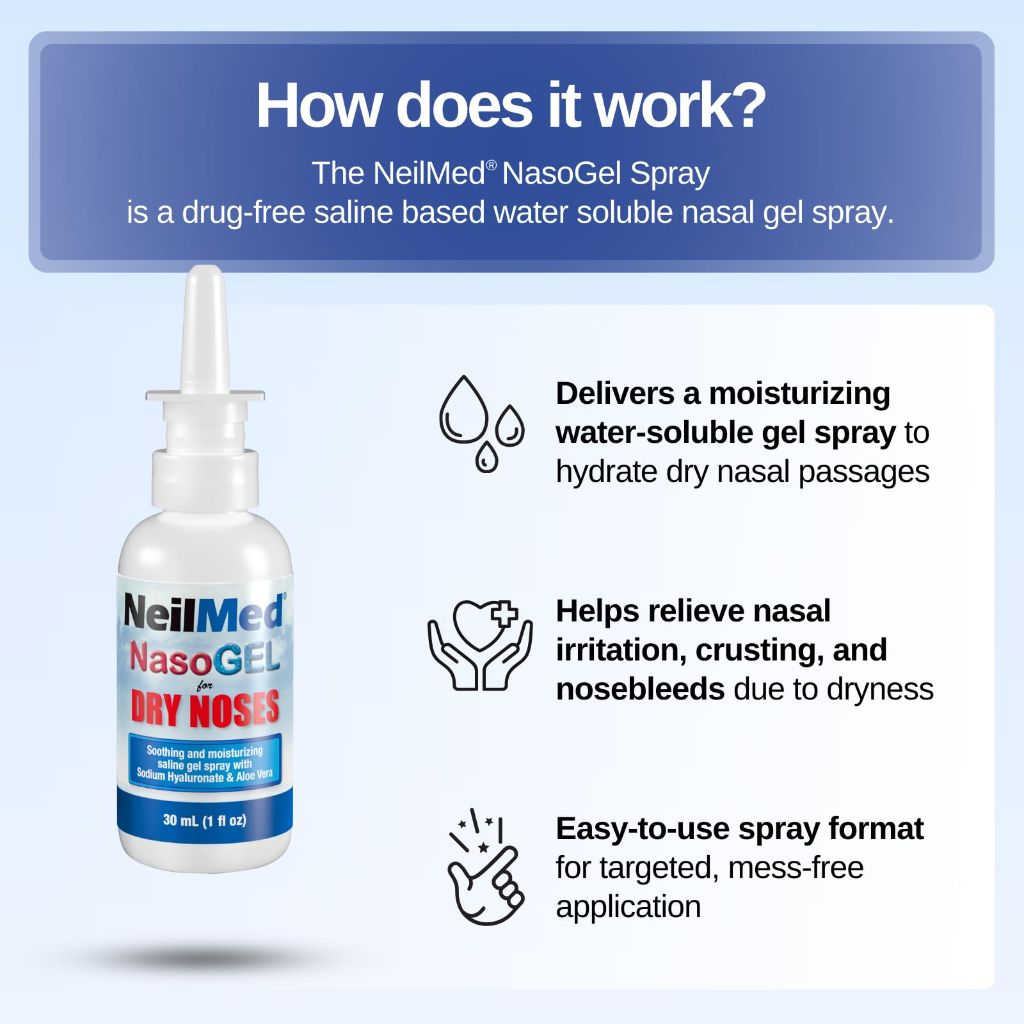 NeilMed NasoGel Drip Free Gel Spray for Dry Noses 30mL. (Pack of 2)