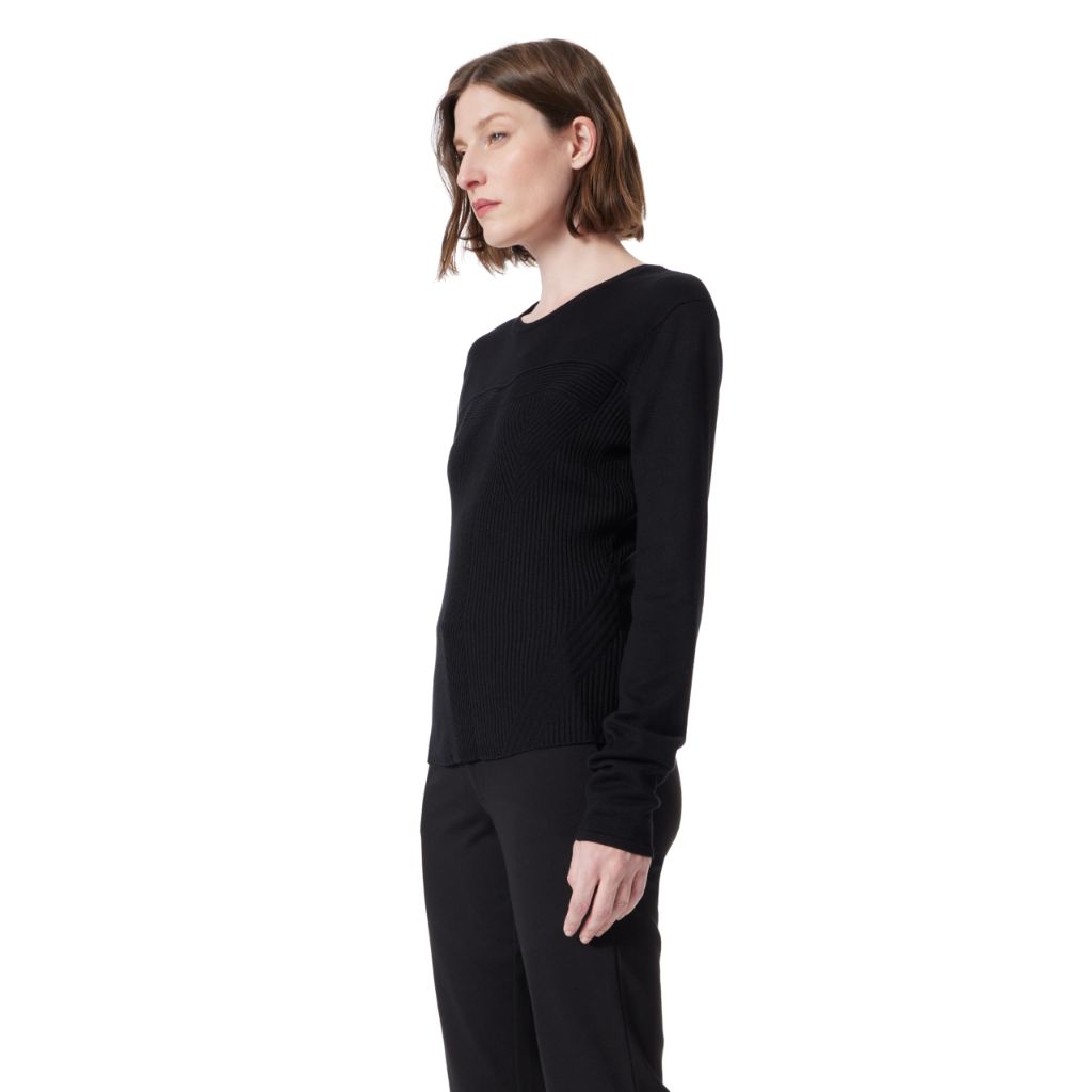 DEE OCLEPPO DO Womens Fiona Rib Stitch Long Sleeve Pullover Sweater Standard Black XL