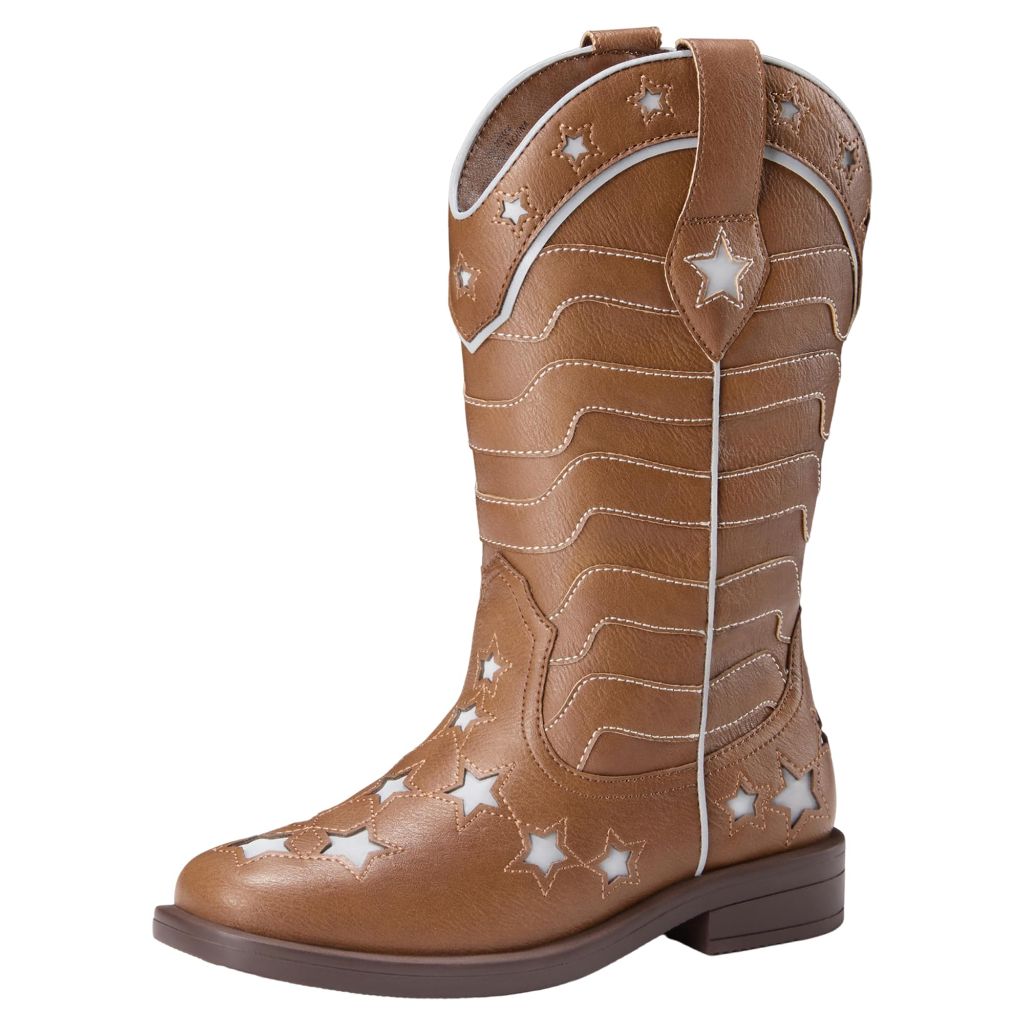 PATPAT Toddler Cowboy Boots Size 7, Brown Cowboy Boots for Boys