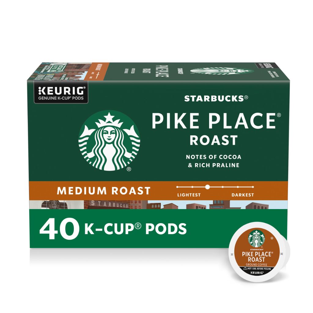 Starbucks K-Cup Coffee Pods, Medium Roast, Pike Place Roast | 40 CT