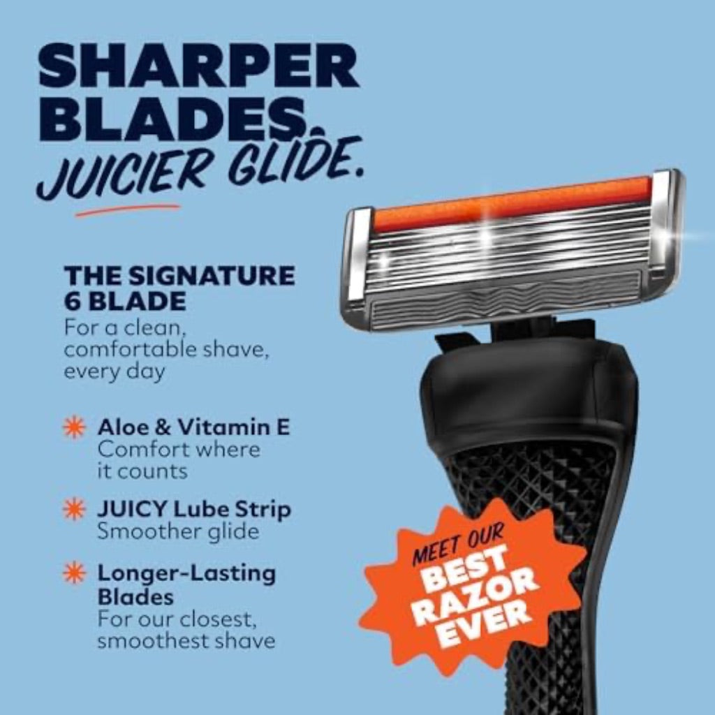 Dollar Shave Club | Ultimate Set | 4 Extra Close Refill Cartridges, 1 Handle, 1 Prep Scrub 3 ounce, 1 Shave Cream 6 ounce, 1 Post Shave Dew 3.4 ounce