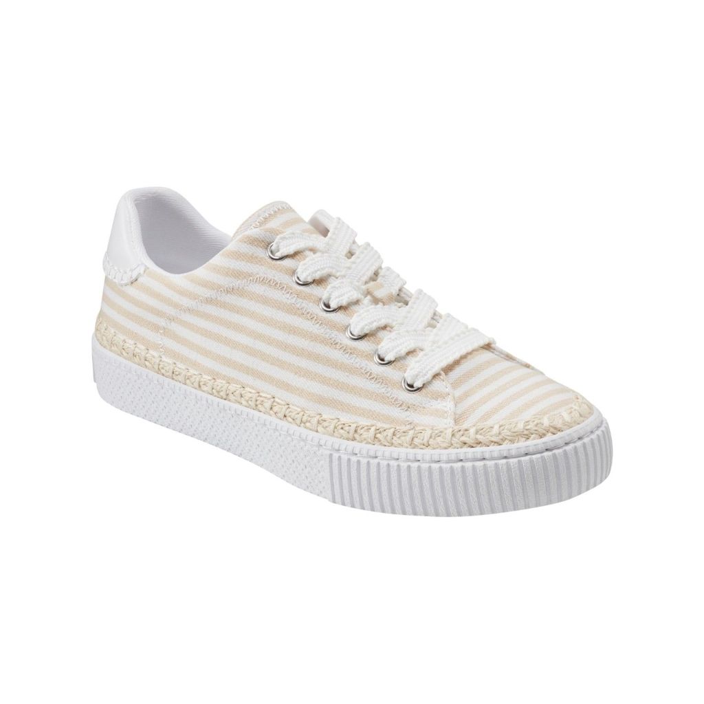 Marc Fisher Women's Spryng 3 Platform Lace-Up Sneakers - Light Natural Stripe, Size 7