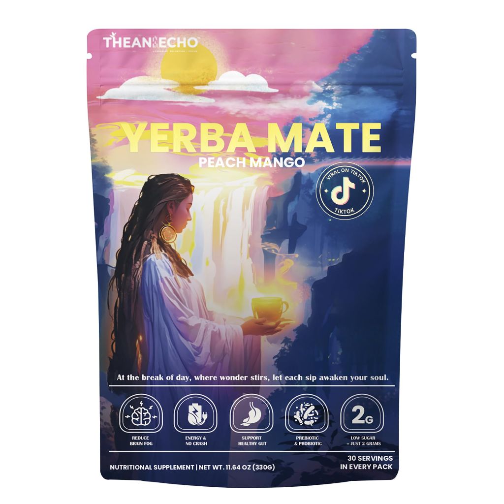 Yerba Mate Peach Mango Tea - Super Calm Yerba Mate - Low Sugar Content, Clean Energy with No Crash