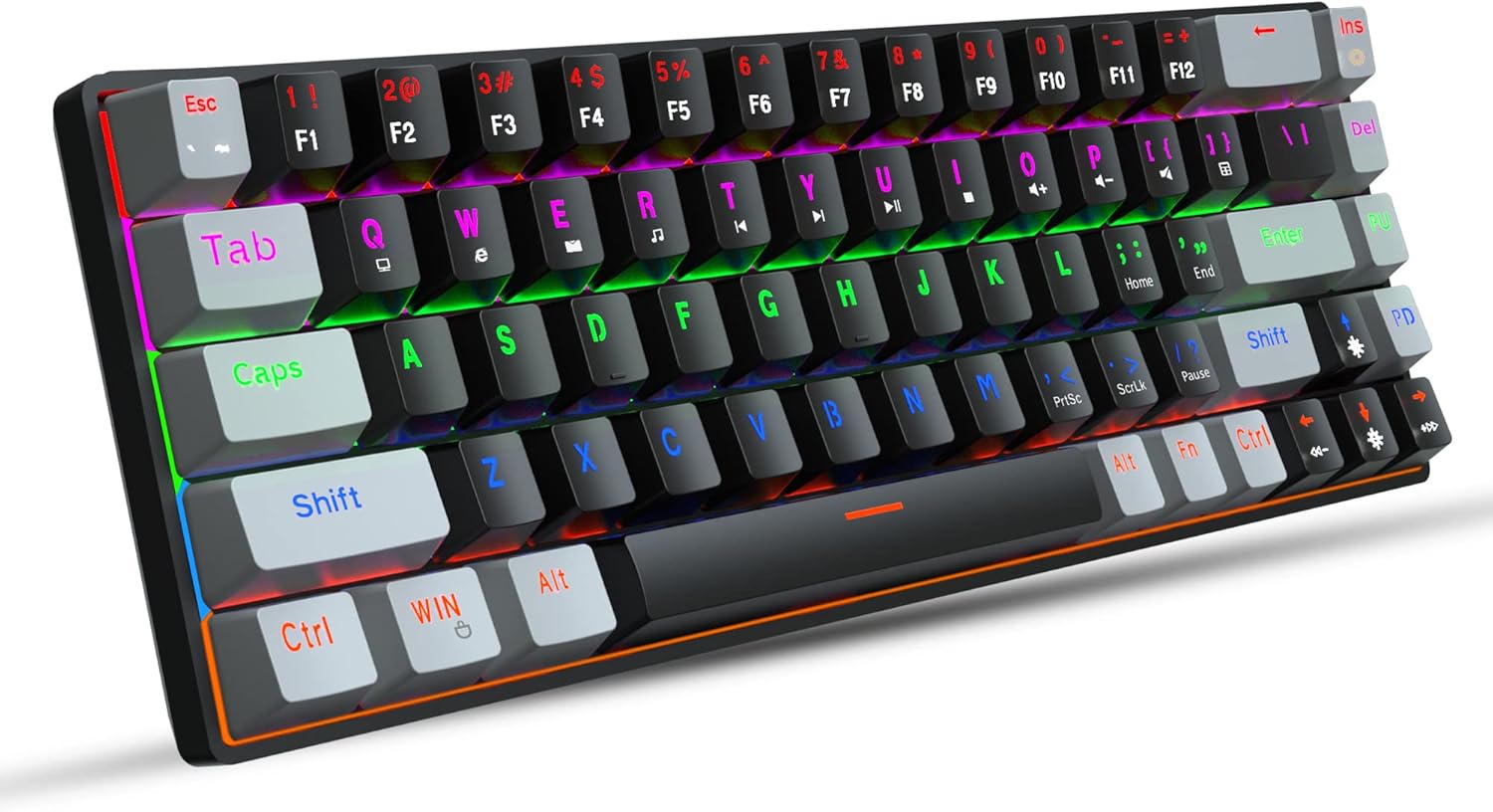 68 Key Mechanical Keyboard, Wired Gaming Keyboard with 20 RGB LED Lighting Effects, Blue Shaft, Ultra-Compact 68-Key Keyboard for PC/Mac Gamer, Typist, Travel, Easy to Carry on Business Trip