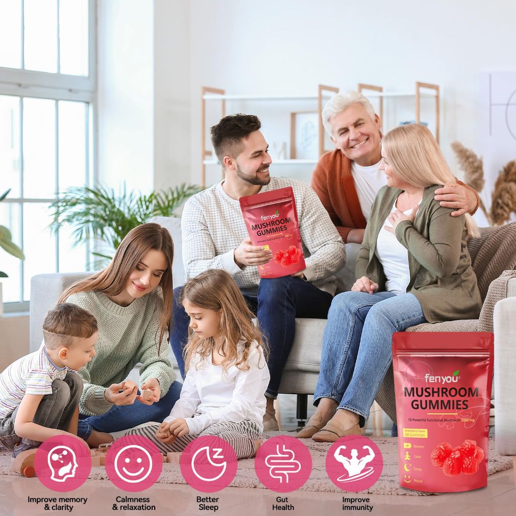 Fenyou - Mushroom Gummies –  60 count, Strawberry
