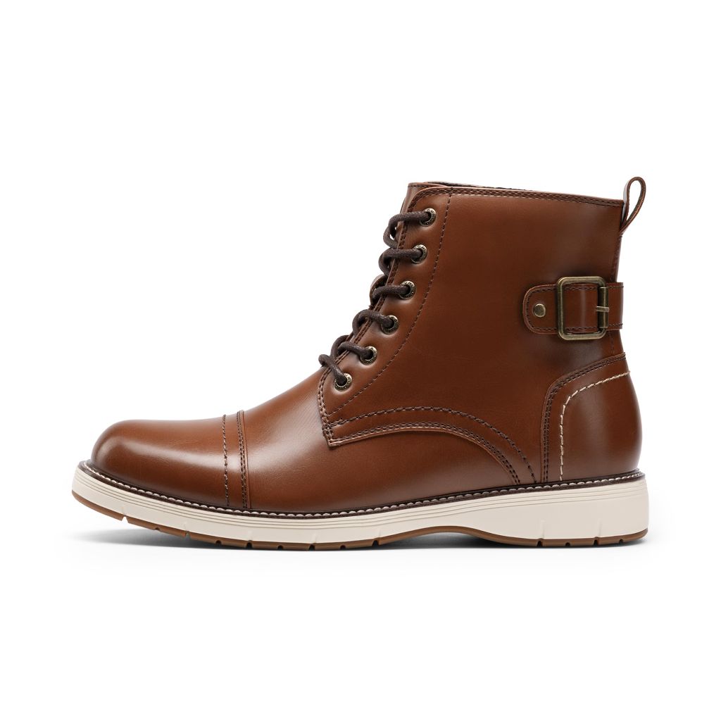 Bruno Marc Men's Motorcycle Combat Boots Lace-Up Casual Dress Biker Boot, Size 10, Brown