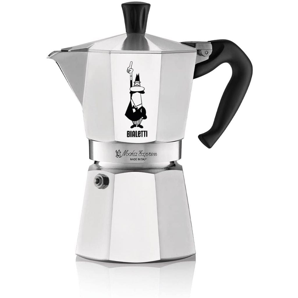 Bialetti Moka Express Iconic Italian Stovetop Espresso Maker (Natural Silver, 6 Cups)