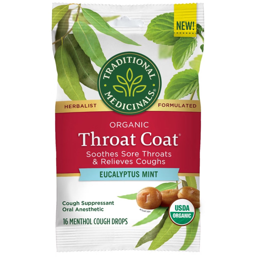 Traditional Medicinals Throat Coat Lozenges - Eucalyptus Mint, 16ct