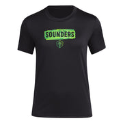 Adidas Women's Seattle Sounders FC Local Pop Short Sleeve Pre-game T-shirt, Black, Small