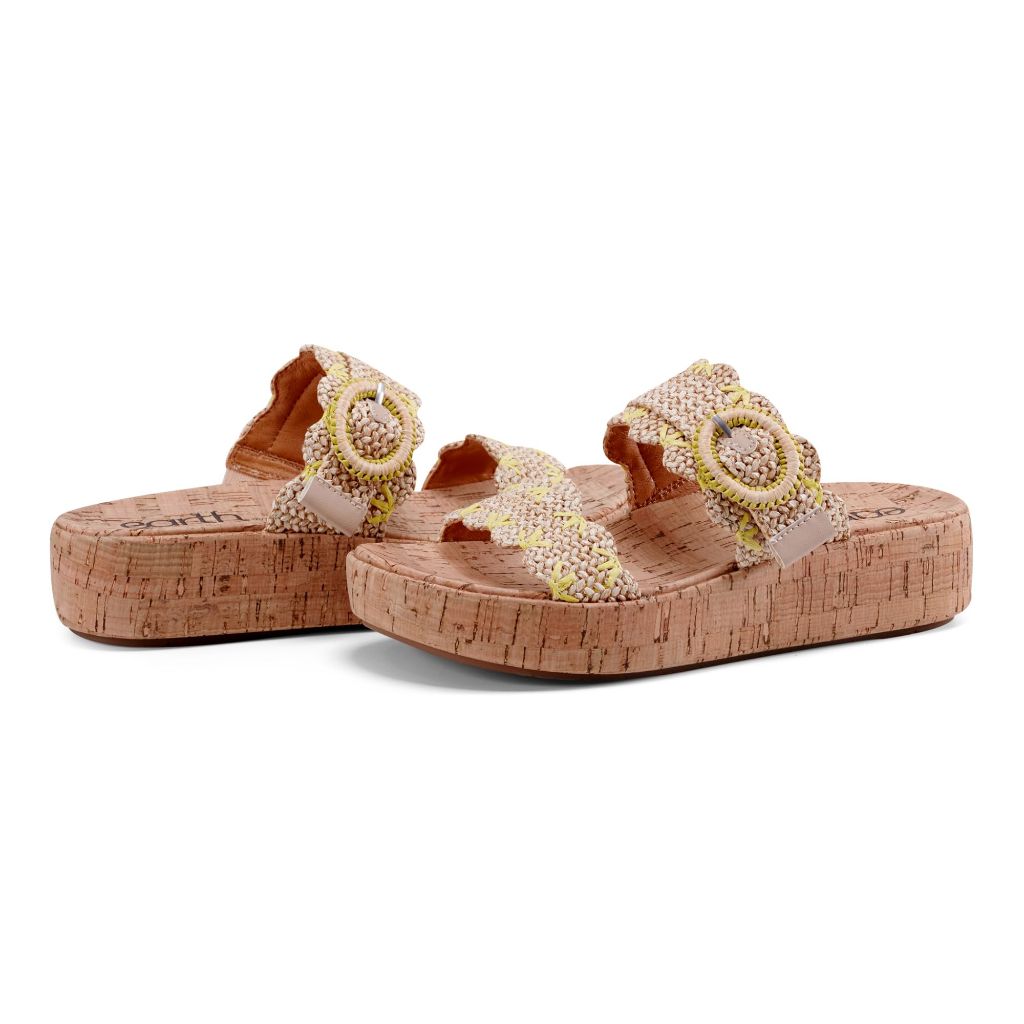 Earth Subtle Platform Wedge Sandals, Light Natural 110 - size 9M