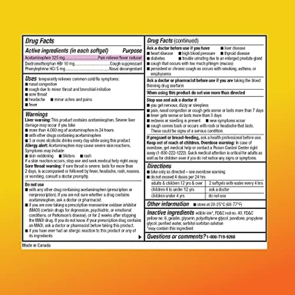 Amazon Basic Care Daytime Cold and Flu Relief, Non-Drowsy, 48 Softgels