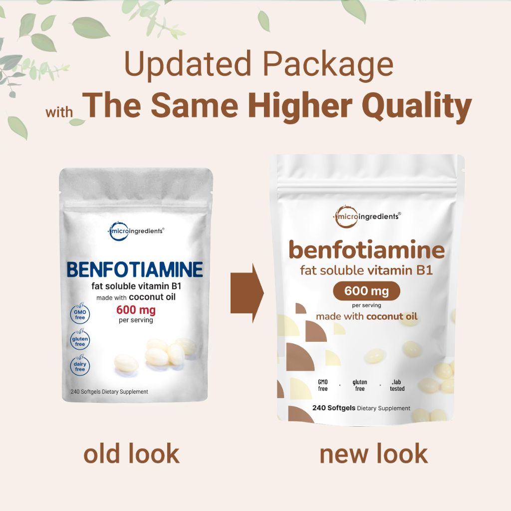 Vitamin B1 Benfotiamine 600mg Per Serving, 240 Coconut Oil Softgels