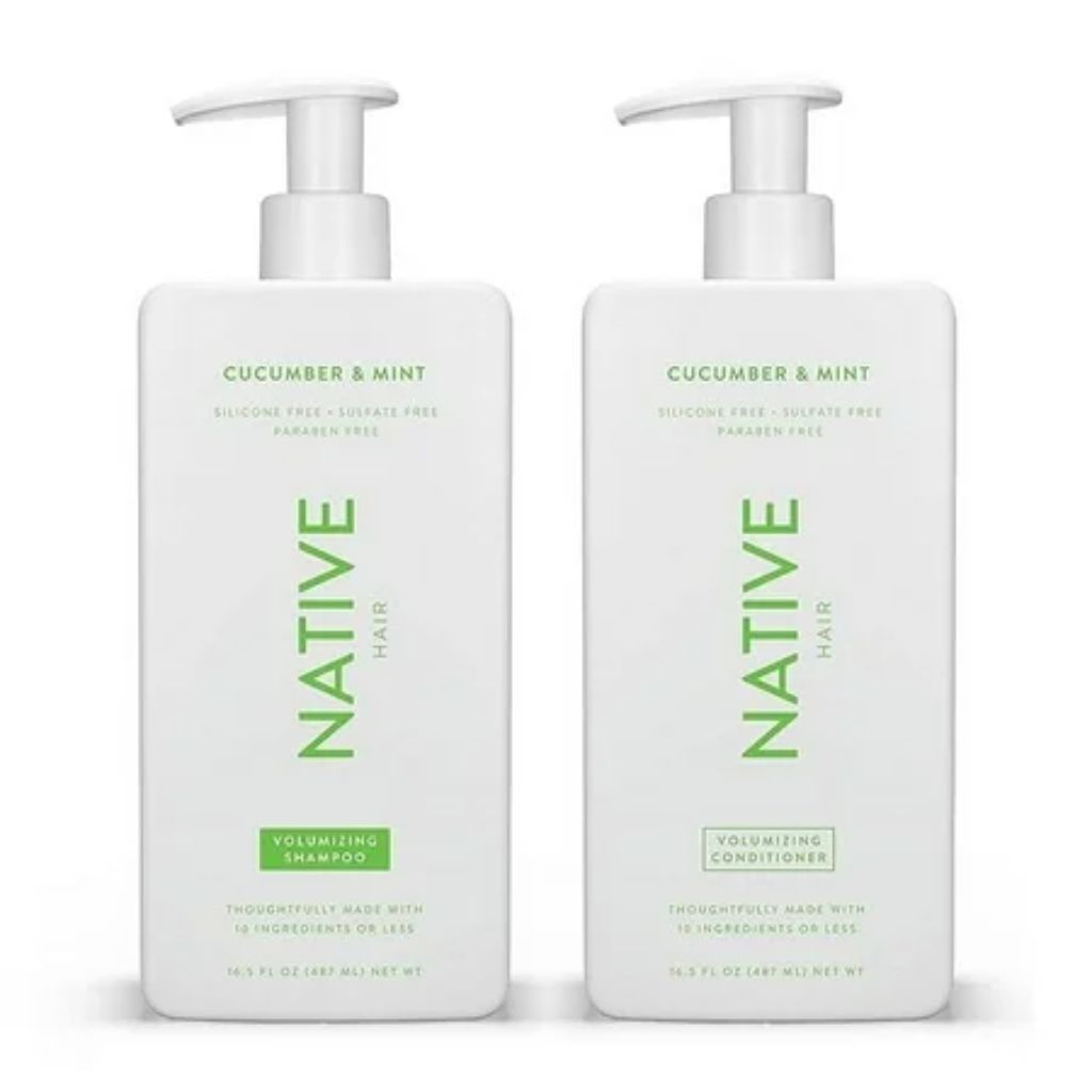 Native Shampoo and Conditioner Contain Naturally Derived Ingredients | All Hair Type Color & Treated From Fine to Dry Damaged  Sulfate & Dye Free - Cucumber & Mint  16.5 fl oz each (2 pack)