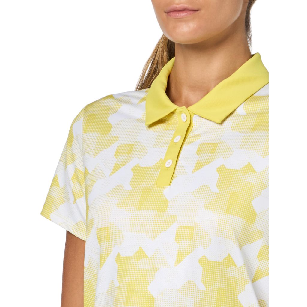 Adidas Women's Ultimate365 Printed Polo Shirt, Pure Sulfur - size L