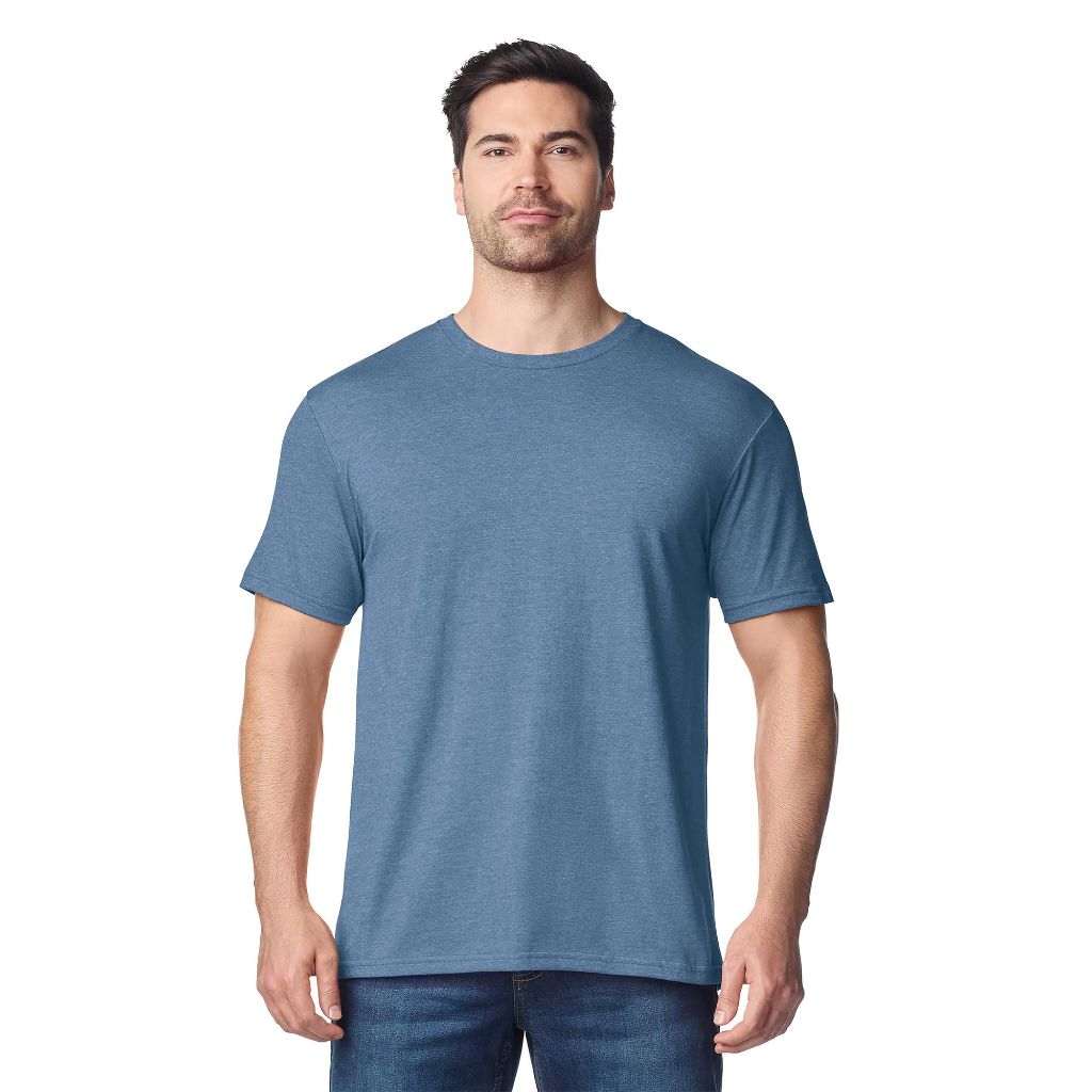 Gildan Unisex Adult Softstyle Cotton T-Shirt, Heather Indigo (2-Pack), Medium US
