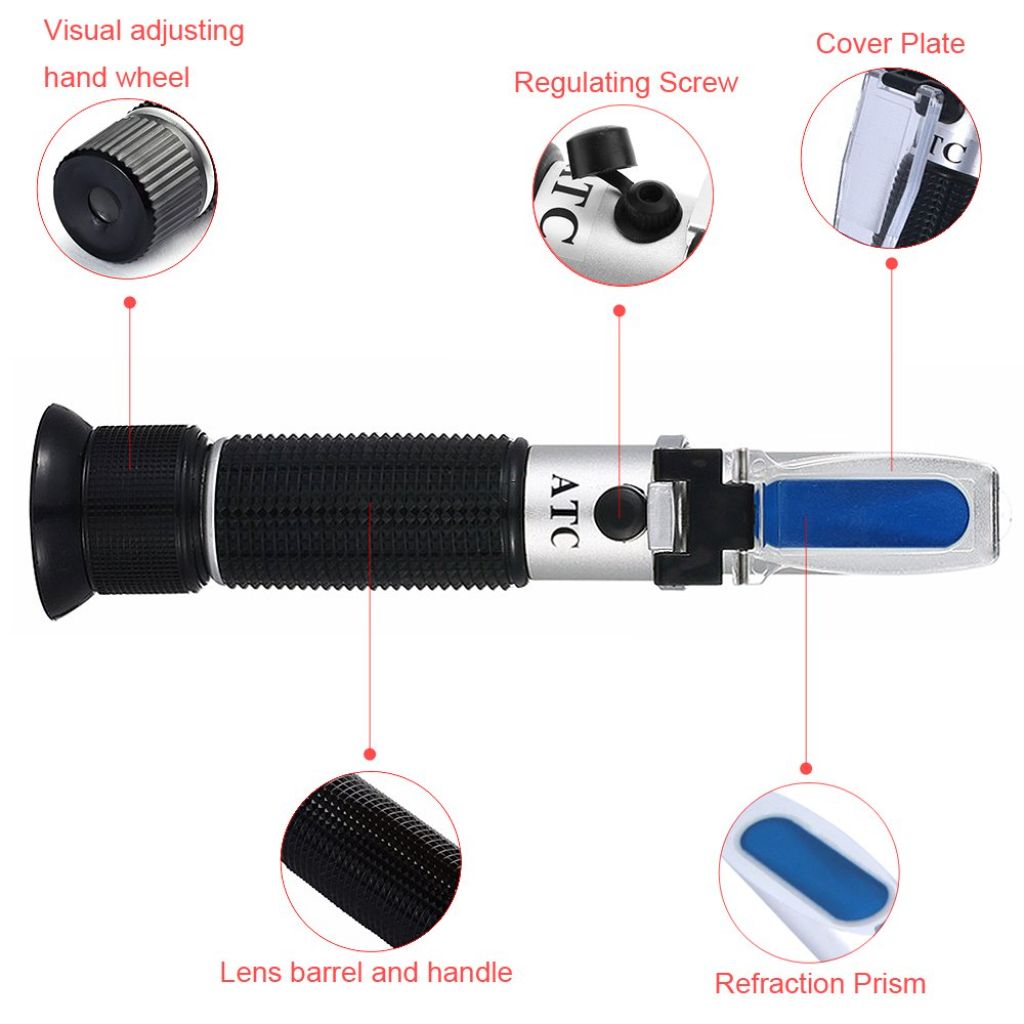 OriGlam RSG-100ATC Black Brix 0-32% Refractometer Beer Sugar Wine Alcohol Wort SG Meter Saccharimeter Handheld Tester Tools