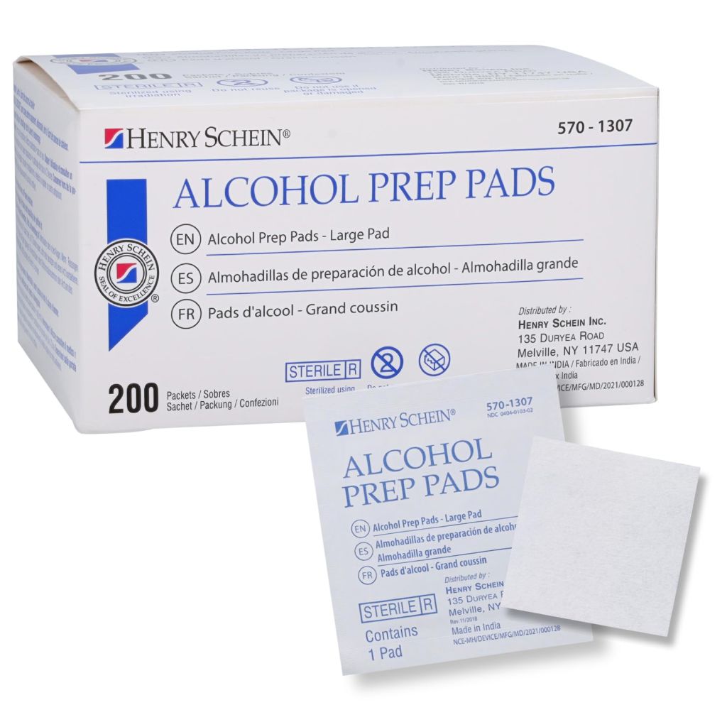 Henry Schein Large Alcohol Prep Pads, 70% Isopropyl Alcohol - 200ct.