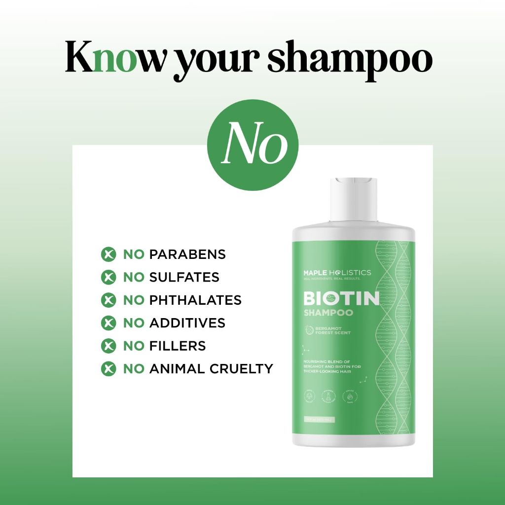 Woodsy Biotin Shampoo for Thinning Hair - Rosemary Bergamot Spruce & Tea Tree Oils - (16 Fl Oz)