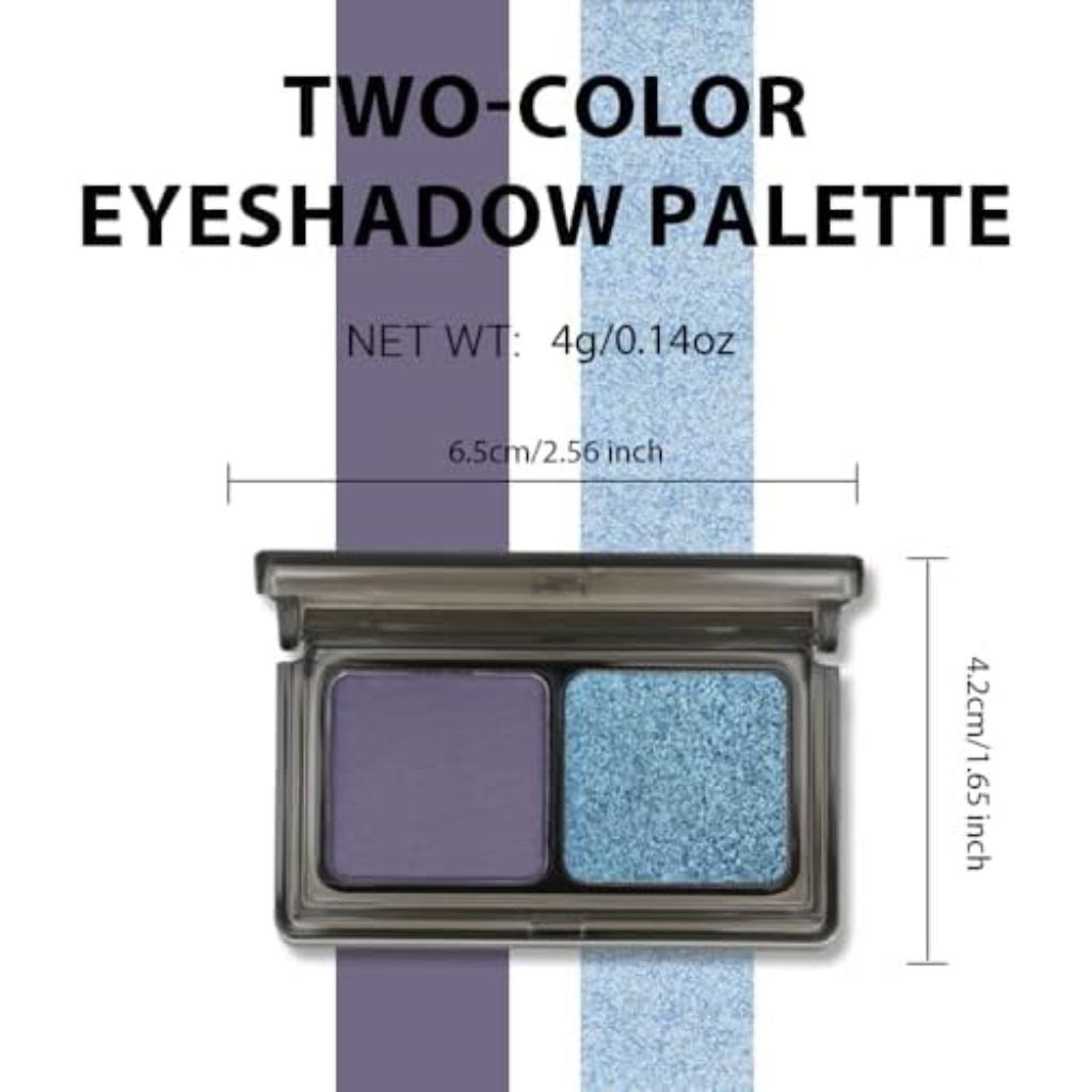 Dark Purple Blue Two Color Matte Shimmer Glitter Eyeshadow Palette,Eye Shadow Powder Professional Long-Lasting Waterproof Makeup Palette,Easy-To-Apply and Compact for Travel,Vegan & Cruelty-Free