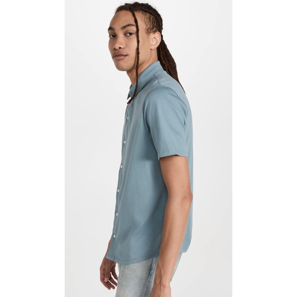 Vince Mens S/S Button Down Shirt, Teal Pool, Small