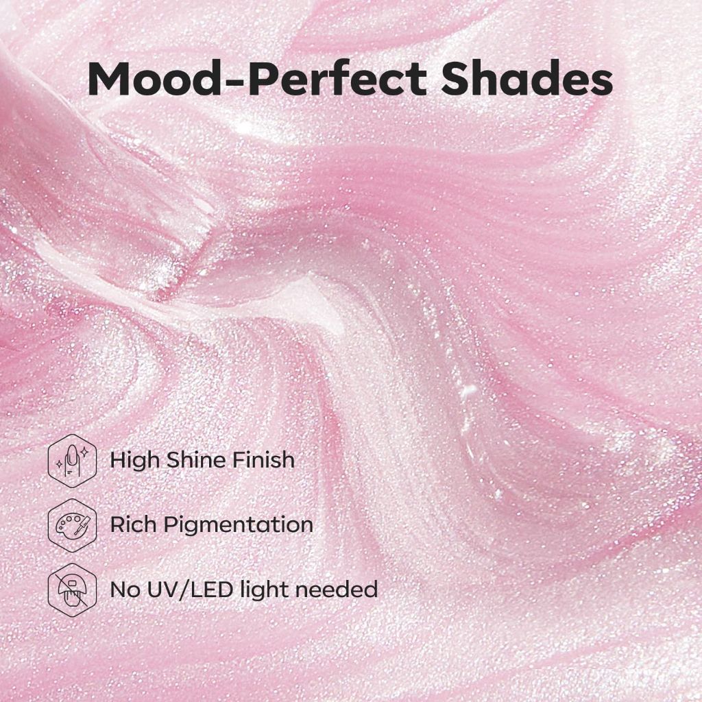 Modelones Glazed Pink Nail Polish, Shimmer Pearl Pink 15 ml | 0.5 Fl Oz
