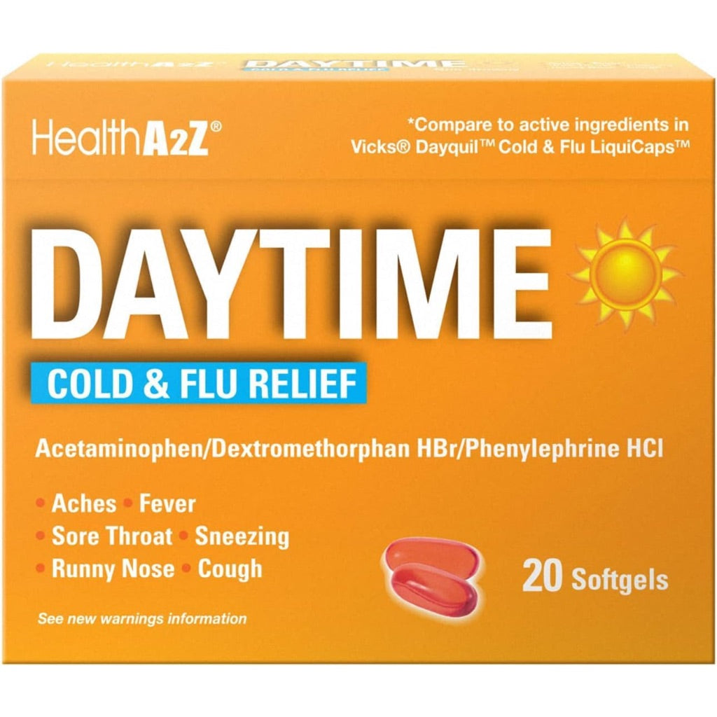 HealthA2Z® Daytime | Cold & Flu Medicine | Powerful Multi-Symptom Daytime(20 Softgels) (Daytime Cold & Flu Medicine (20 Count Pack of 1))