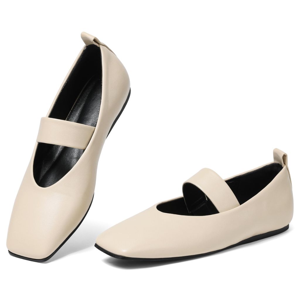 SZ 7, Uacllcau Ballet Flats Shoes for Women | Leather Beige