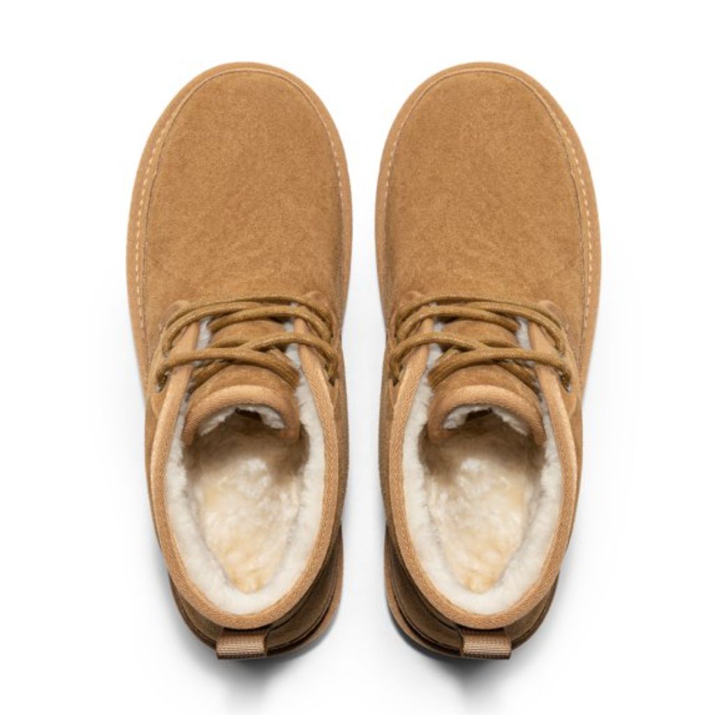 SZ 12, Bruno Marc Men's Winter Snow Boots FuzzyGo | Suede Leather | Chesnut