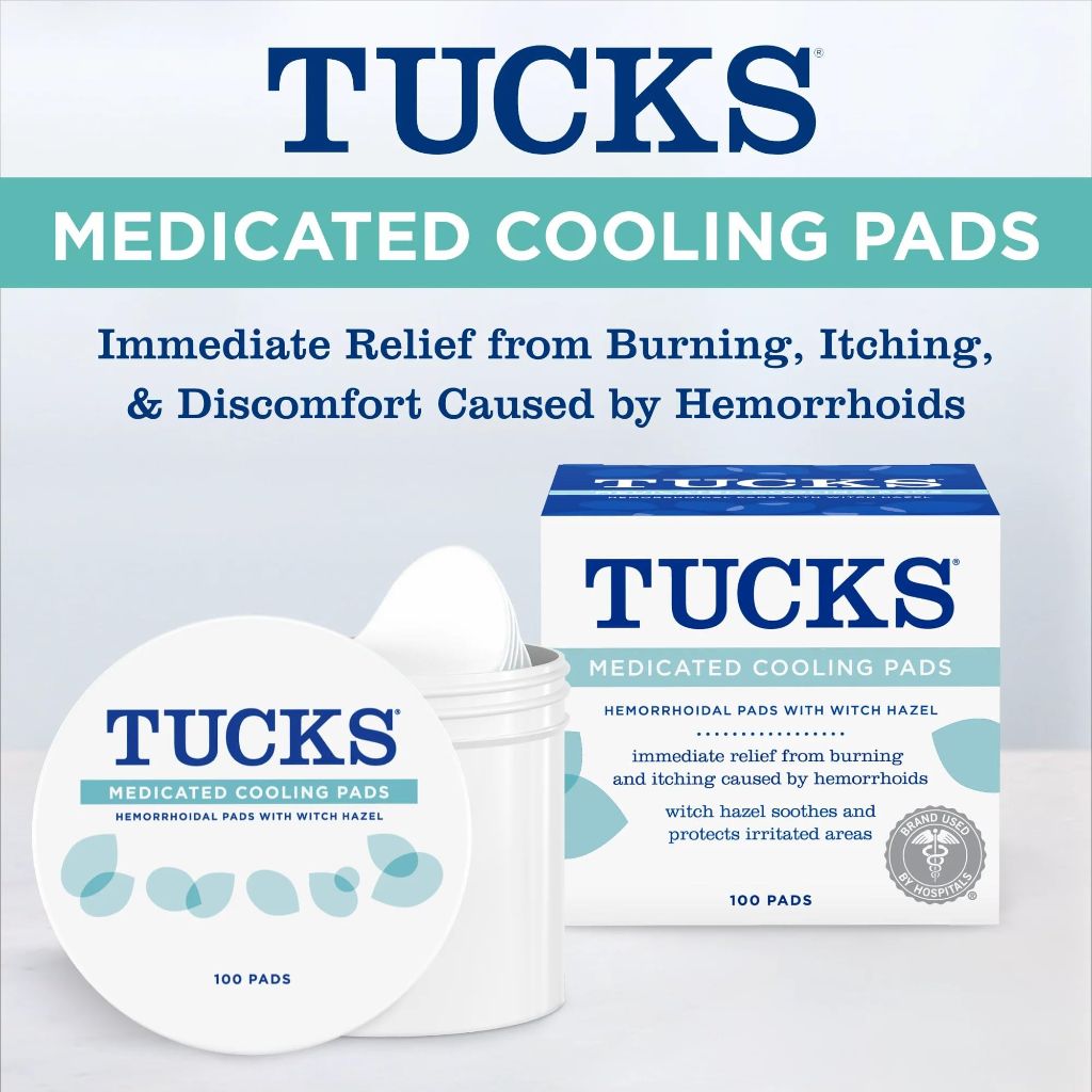 TUCKS Medicated Cooling Pads, 100 Count – Hemorrhoid Pads with Witch Hazel
