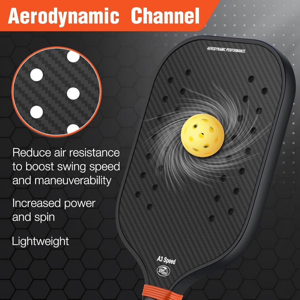 QVF 3K Raw Carbon Fiber Pickleball Paddle Designed for Swing Speed and Maneuverability