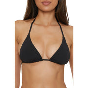 BECCA Women's Standard Color Code Triangle Bikini Top, Adjustable, Tie Back, Swimwear Separates, Black, D Cup