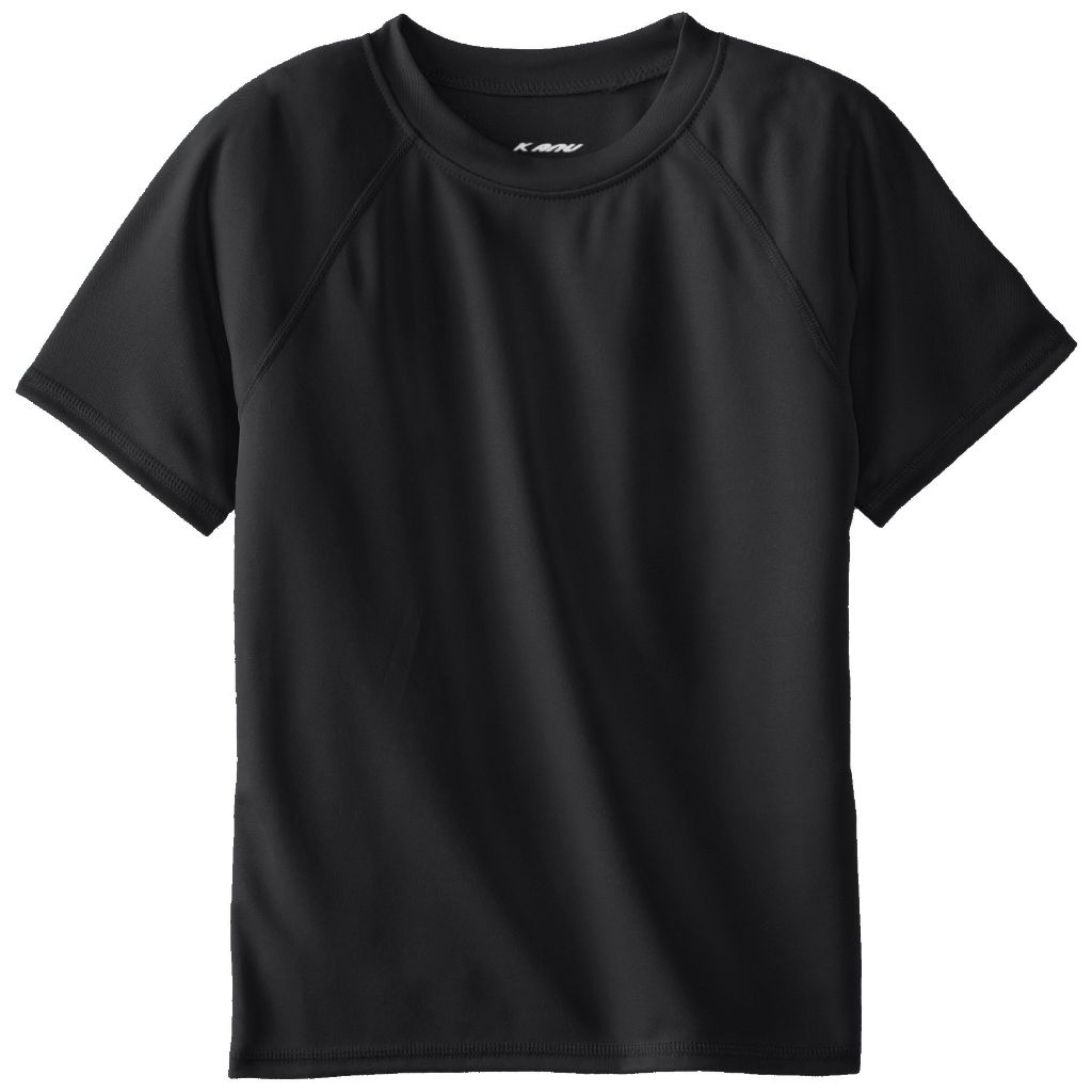 SZ M (10), Kanu Surf Boys' Short Sleeve UPF 50+ Rashguard Swim Shirt | Solid Black