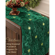 Green Christmas Tree Table Runner Flannel Backing Christmas Table Runner  - 13x72 inch