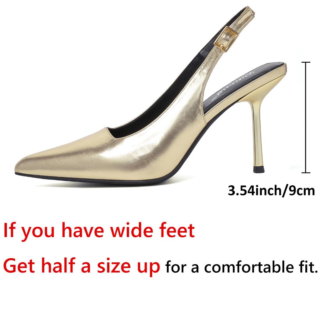 RIBONGZ Women's Slingback Closed Toe Pumps - Gold, Size 6