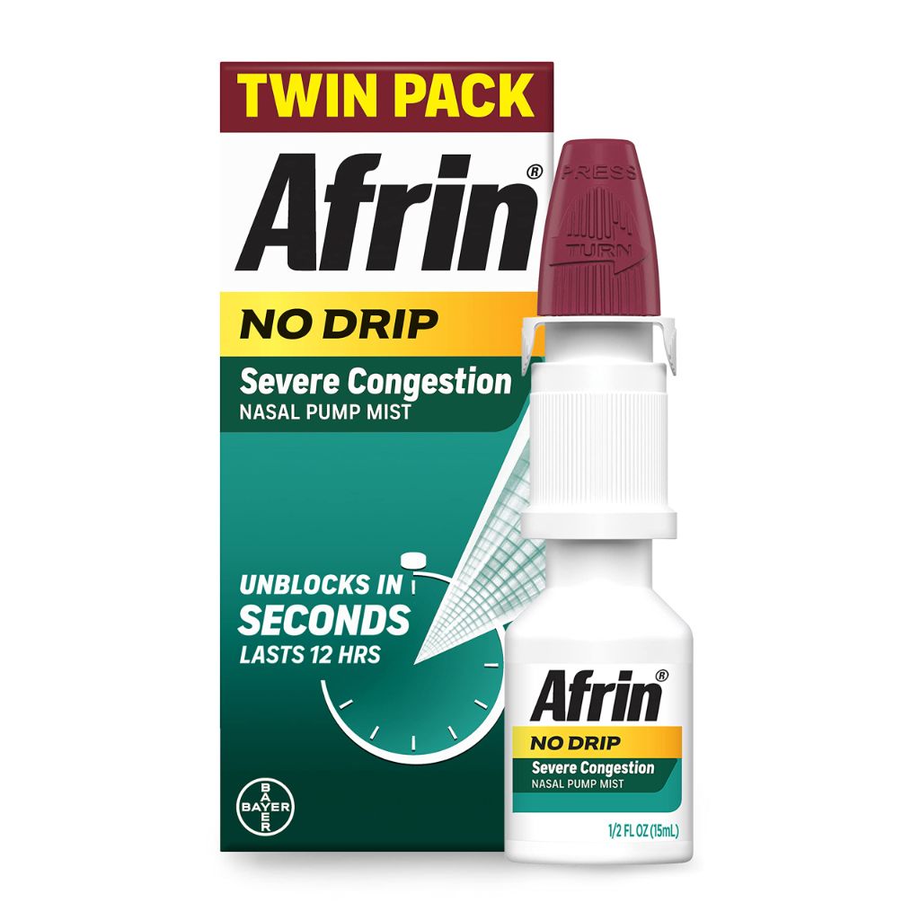 Afrin No Drip Severe Congestion Nasal Mist Twin Pack .5 fl oz (Pack of 2)