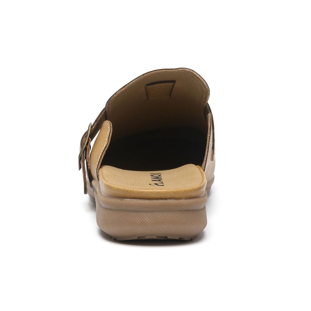 Amoji Women Clogs, Camel - Size 37