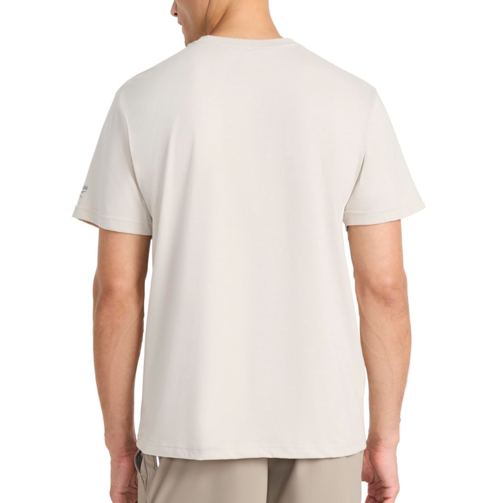 Reebok Men’s Globe Short Sleeve Crewneck T-Shirt, Standard Fit, Lightweight Cotton-Poly Fabric, Silver Cloud, Medium