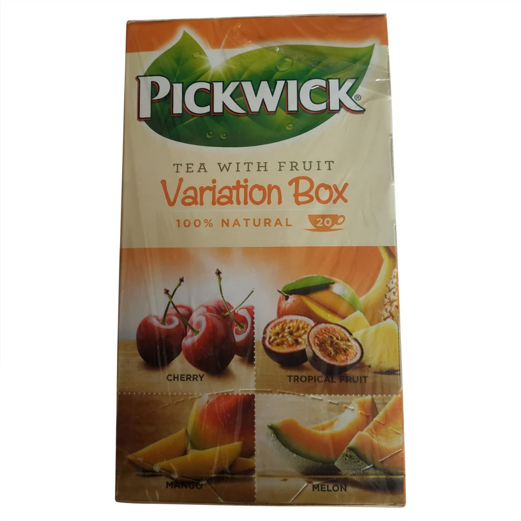 Pickwick Tea Variation Box Orange - 20 Bags with 4 Flavors - Cherry, Tropical Fruit, Mango, and Melon