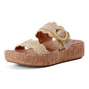 Earth Subtle Platform Wedge Sandals, Light Natural 110 - size 9M
