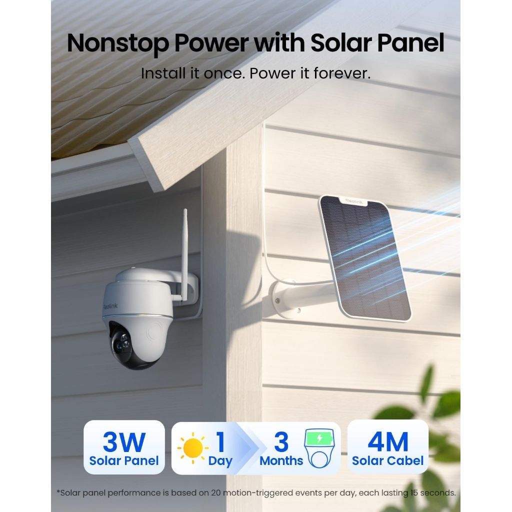 REOLINK Security Cameras Wireless Outdoor, Pan Tilt Solar Powered, 5MP 2K+ Color Night Vision, 2.4/5GHz WiFi, Smart Cameras for Home Security, Works with Home Hub, Argus PT + Solar Panel