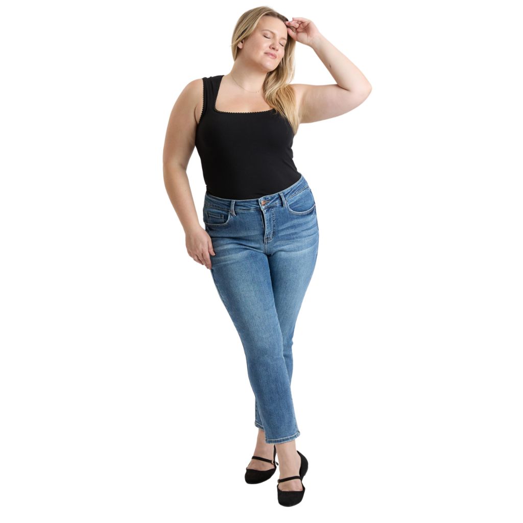 Royalty for Me Women's Luxe Premium Stretch Slim Straight Jeans, Tinted Blue - size 4
