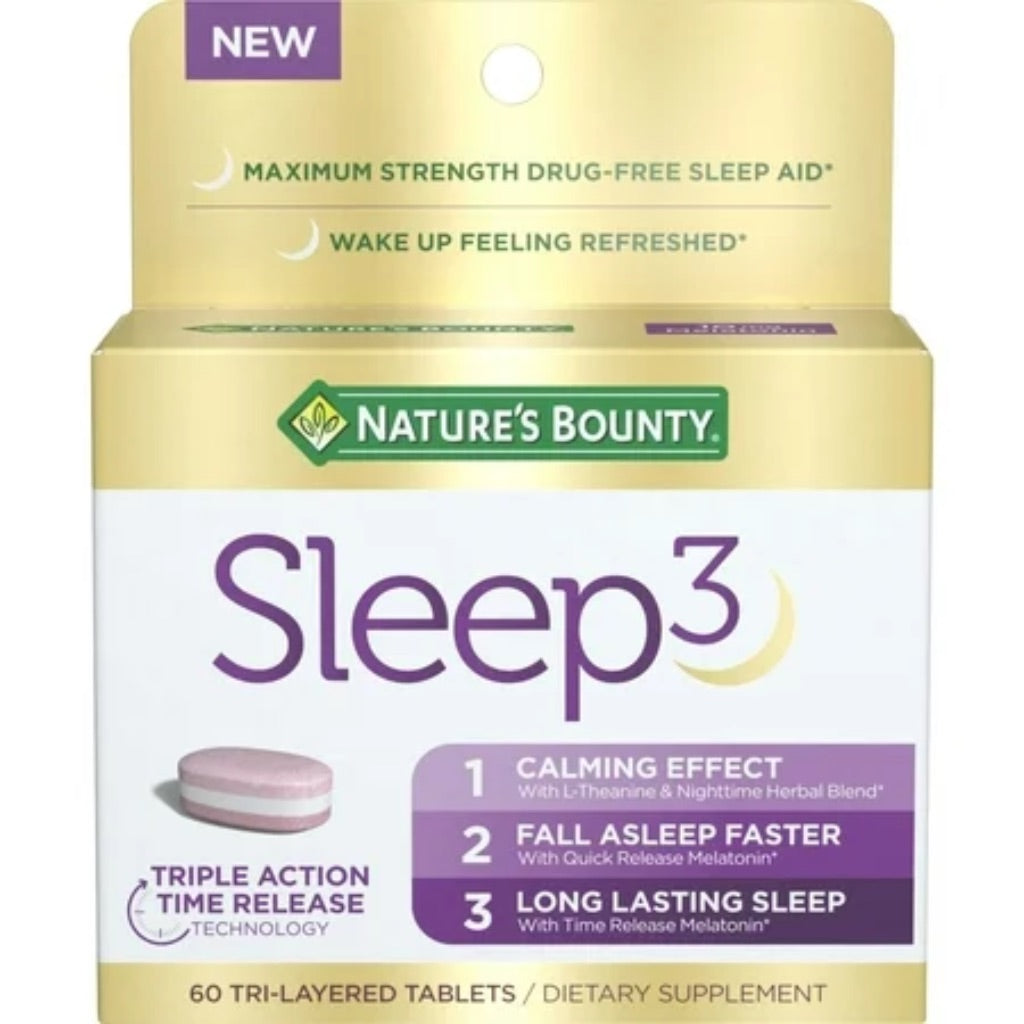 Nature’s Bounty Sleep3 Melatonin Supplement Tablets  10mg  60 Count