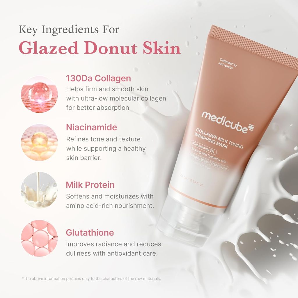 Medicube Wrapping Mask Collagen Glazed Milky Glow Daytime Peel Off Mask | Korean Skin Care | 2.53 fl. oz